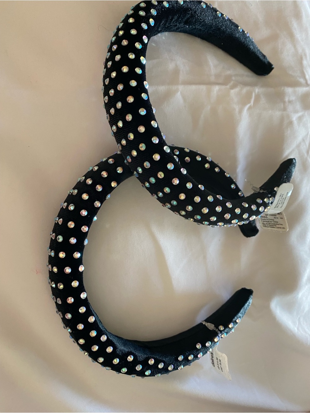 1- Headband Claire's Black Suede Padded with Iridescent Rhinestones
